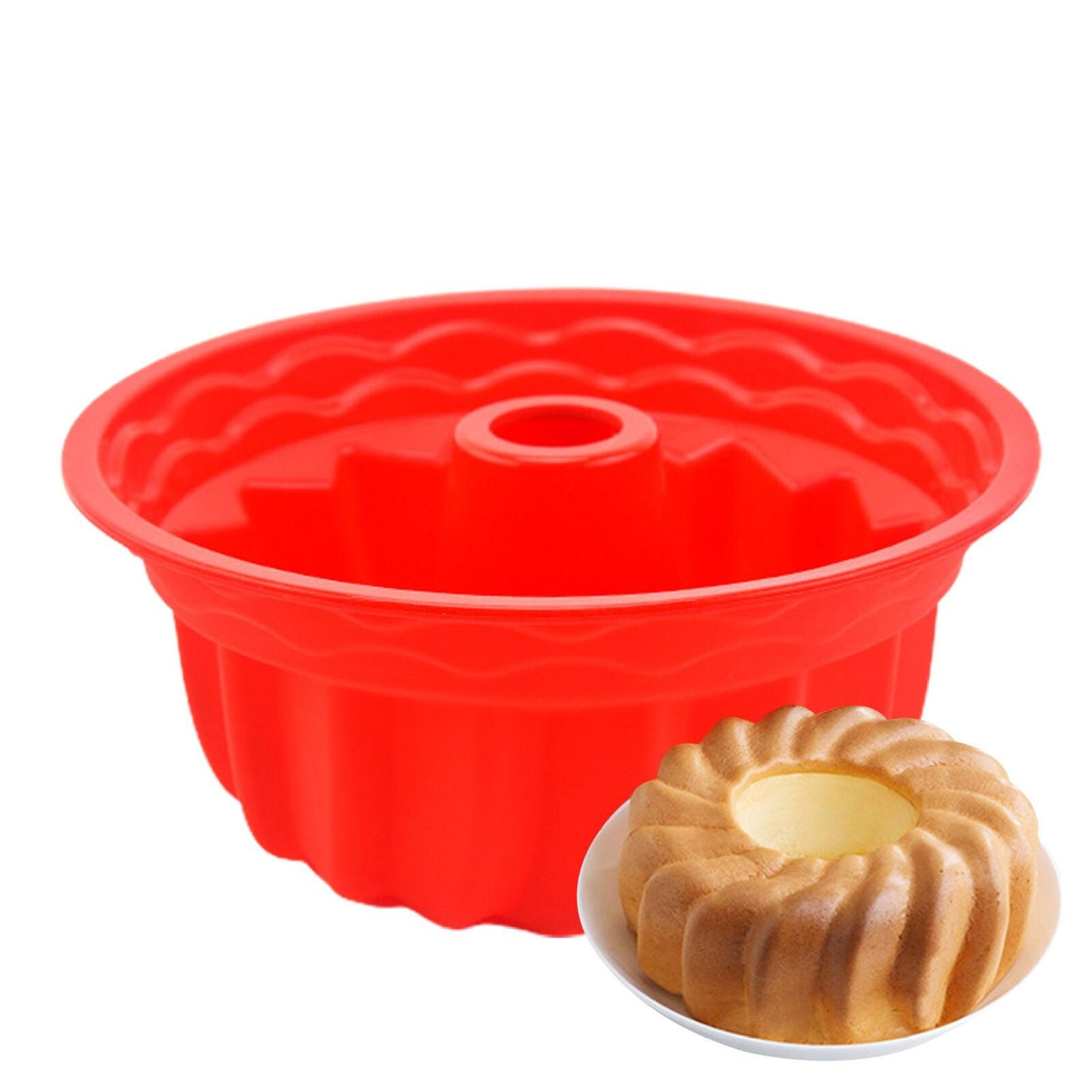 9 Inch Silicone Bundt Cake Pan Nonstick Cake Bakeware Mould Cake