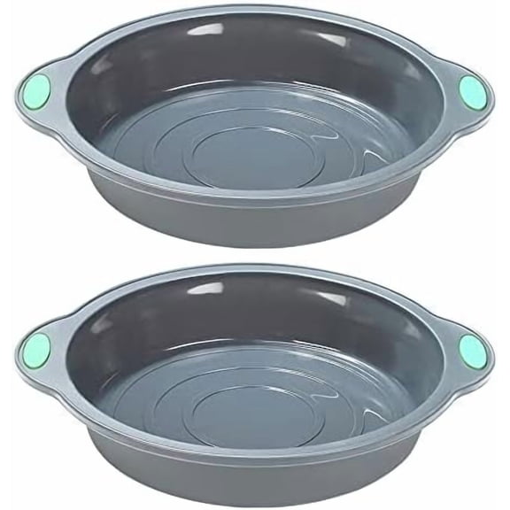 9 Inch Silicone Round Cake Pans, 2 Pack Nonstick Silicone Baking Pans Set, Food Grade Cake Molds, with Metal Reinforced Frame More Strength
