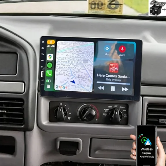 9 Inch Single Din Car Stereo For Ford Bronco 1992 1993 1994 1995 1996, with Carplay Mirror Link Automobile MP5 Player, Support Bluetooth FM EQ USB SWC MIC, Mirror Link with 8 Lamp Camera