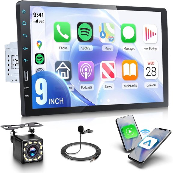 9 Inch Single Din  Radio Stereo,   , 1 Din  Touchscreen  Stereo,  FM EQ USB SWC MIC, Support Mirror Link Backup Camera