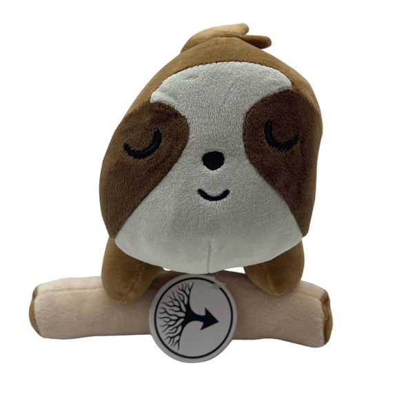 1 Pack 9 Inch Sloth Plush Toy with Soft Plush Branch Accessory, Cute Stuffed Animal Toy for Kids, Bedroom Decor, Gift Giving & Cozy Everyday Cuddles, White & Brown