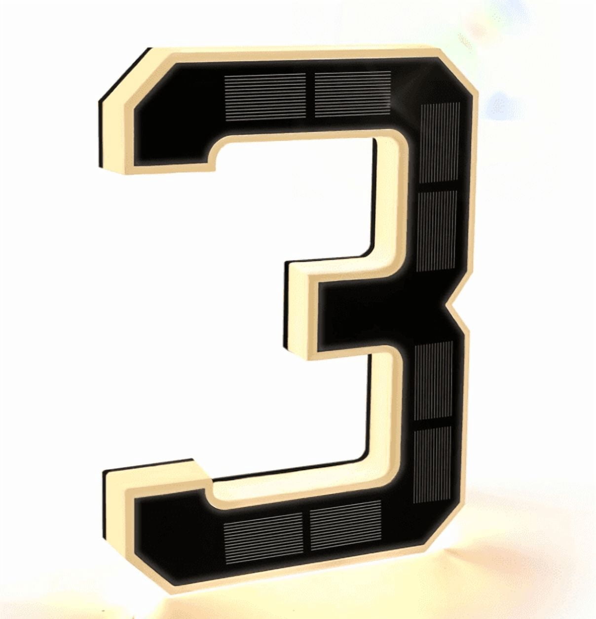 9 Inch Solar Light Up House Numbers, Waterproof LED Illuminated Address Plaque, Modern Large Exterior Number Light for Home Mailbox Wall Decoration(Number "3")