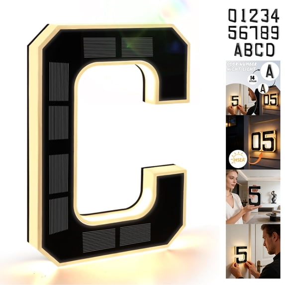 9 Inch Solar Lighted House Numbers for Outside, Light Up Waterproof LED ...