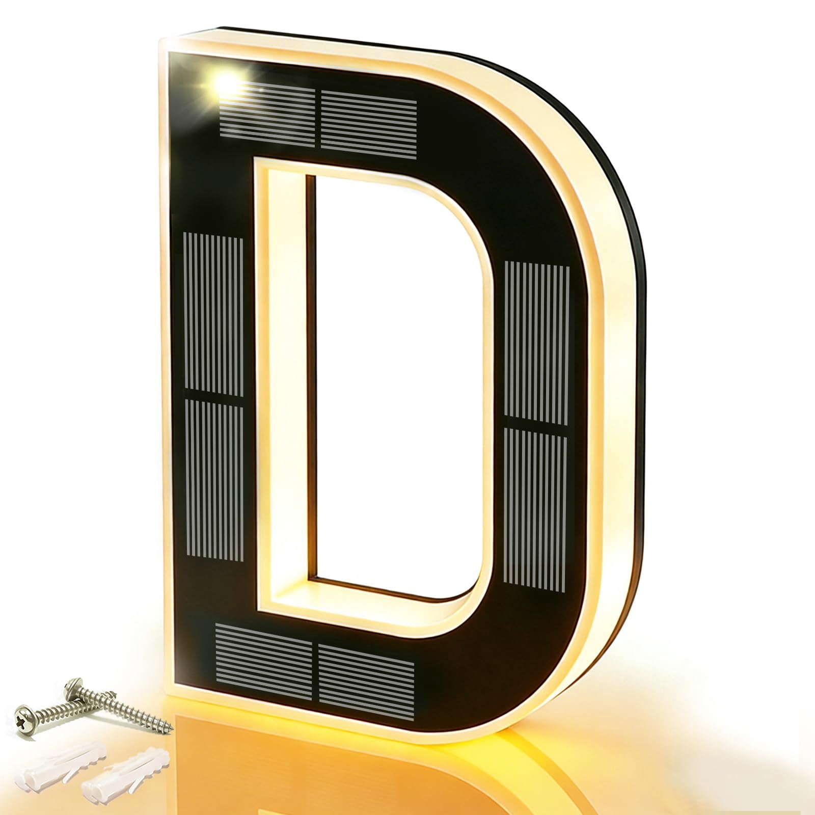 9 Inch Solar Lighted House Numbers for Outside, Waterproof LED Illuminated Address Sign, Exterior Plate for Home Door Apartment Mailbox