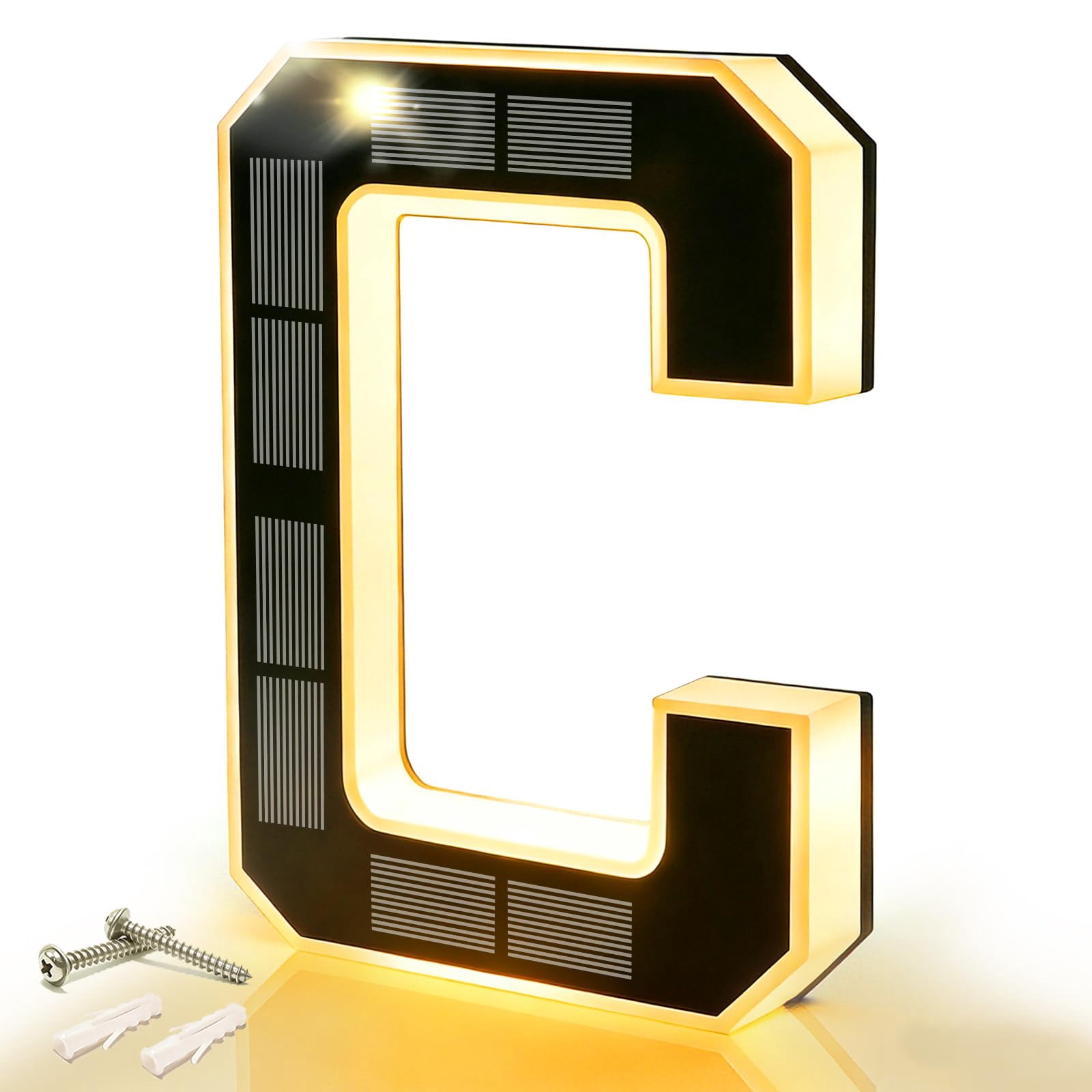 9 Inch Solar Lighted House Numbers for Outside, Waterproof LED Illuminated Address Sign, Exterior Plate for Home Door Apartment Mailbox