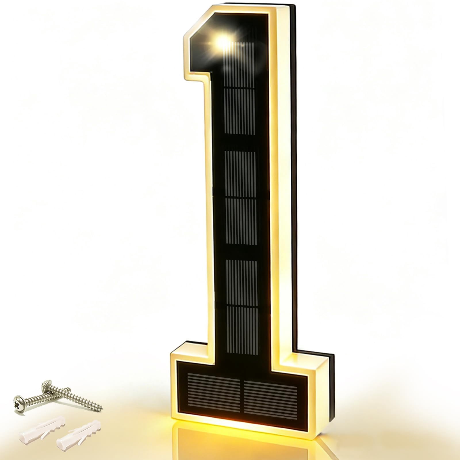 9 Inch Solar Lighted House Numbers for Outside, Waterproof LED Illuminated Address Sign, Exterior Plate for Home Door Apartment Mailbox