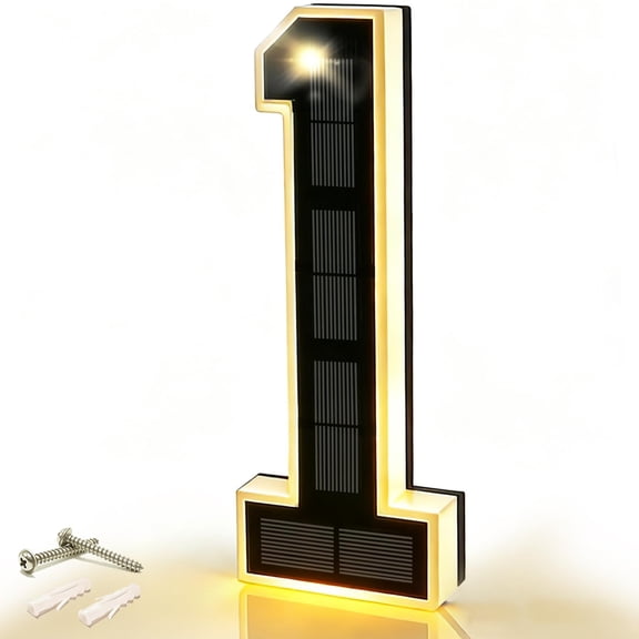 9 Inch Solar Lighted House Numbers for Outside, Waterproof LED Illuminated Address Sign, Exterior Plate for Home Door Apartment Mailbox