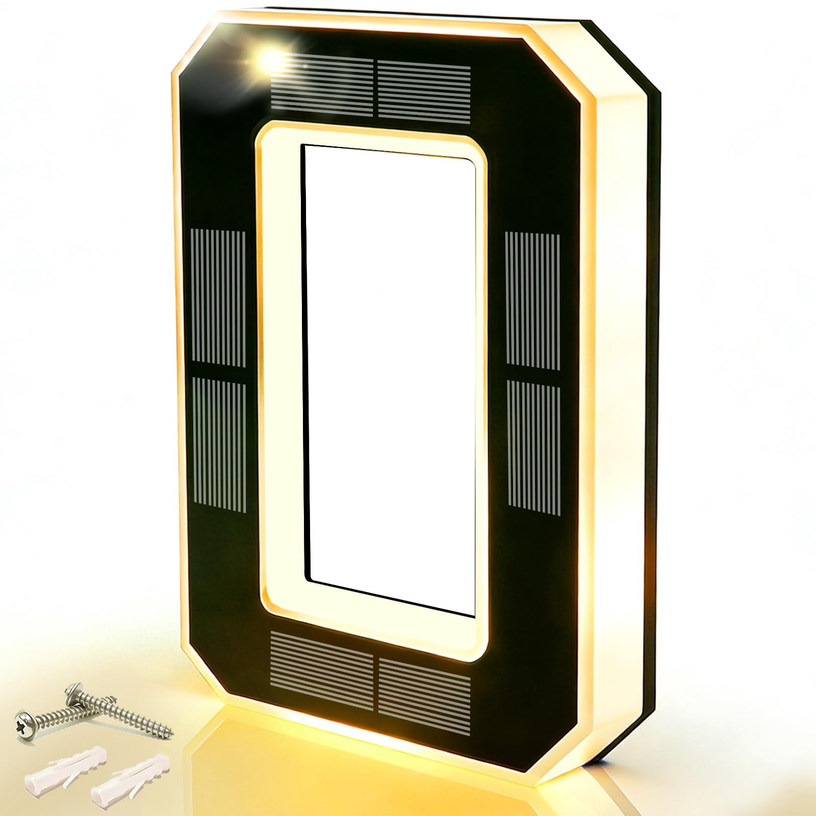 9 Inch Solar Lighted House Numbers for Outside, Waterproof LED Illuminated Address Sign, Exterior Plate for Home Door Apartment Mailbox