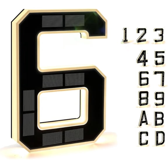 9 Inch Solar-Powered Outdoor House Number Light, No Wiring, Light Up House Numbers for Outside with Solar Panel, Waterproof LED Address Numbers for Home (6-9IN)