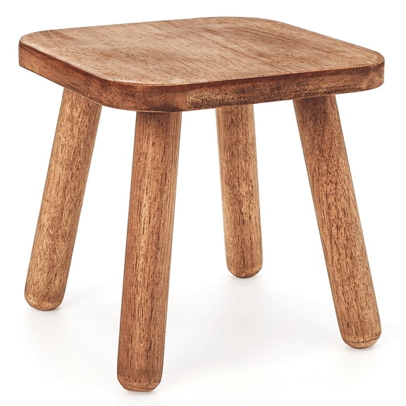 9-Inch Solid Wood Step Stool - Non-Slip One-Step Design, Supports 300 Lbs, Portable & Sturdy for Bedroom, Bathroom, Kitchen, Easy Assembly