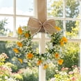 thumbnail image 1 of 9 Inch Spring Daisy Wreath with Bow Yellow Artificial Floral Garland for Front Door Window Display Wall Hanging Faux Flower Home Decor Farmhouse Patio, 1 of 6