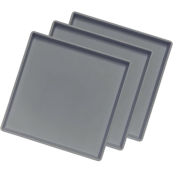 9 Inch Square Gray Tray 3 Pack Lightweight Durable Melamine for Desserts Drinks and Display