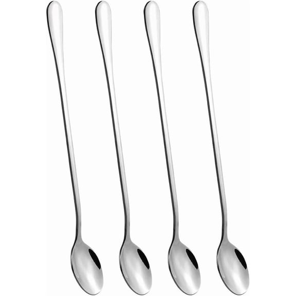 9 Inch Stainless Steel Long Handle Spoons Set Of 4 For Ice Cream Coffee Desserts
