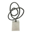 thumbnail image 1 of Benjara 9" Table Sculpture- Abstract Loop Design- Block Base- Black/Silver, 1 of 6