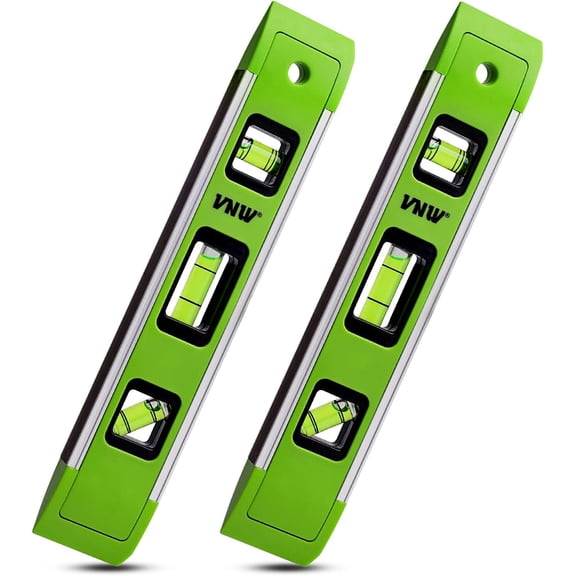 9 Inch Torpedo Level, Magnetic Bubble Level with 45/90/180 Bubble Vials, Shock Resistant Leveler Tool for Measuring (2)
