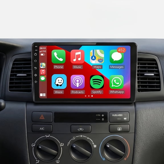 9 Inch Touchscreen Quad Core Android 15 Car Stereo Head Unit for Toyota for Corolla 2005-2012, 2GB+64GB GPS Navigation Multimedia Player Support DSP, WiFi Bluetooth FM RDS SWC Mirror Link