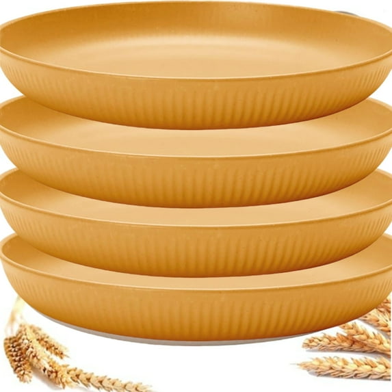 9 Inch Unbreakable Whea-t Straw Dinner Plates - Reusable Microwave And Dishwasher Safe, Plastic Dinner Dishes Lightweight Plates Salad Kids Adult for Kitchen Camping Sturdy