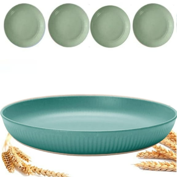 9 Inch Unbreakable Whea-t Straw Dinner Plates - Reusable Microwave And Dishwasher Safe, Plastic Dinner Dishes Lightweight Plates Salad Kids Adult for Kitchen Camping Sturdy