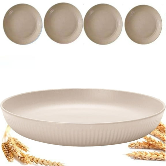 9 Inch Unbreakable Whea-t Straw Dinner Plates - Reusable Microwave And Dishwasher Safe, Plastic Dinner Dishes Lightweight Salad Kids Adult for Kitchen Camping Sturdy