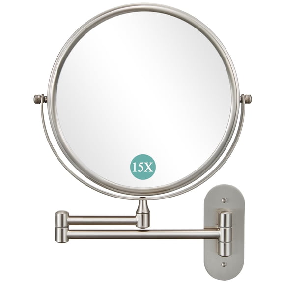 9 Inch Wall Mounted Double Sided Swivel Extendable Bathroom Makeup Mirror, Nickel
