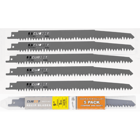 9-Inch Wood Pruning Saw Blades for Reciprocating - 5 Pack