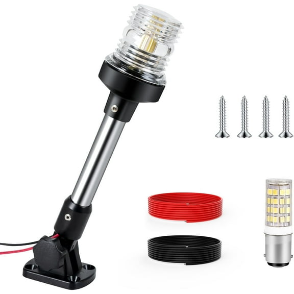 9 Inches Boat Stern Light Anchor Light LED Marine Waterproof IP67, White Fold Down Navigation Lights for Boats LED for Pontoon, Jon Boat and Bass Boats (12-24V)