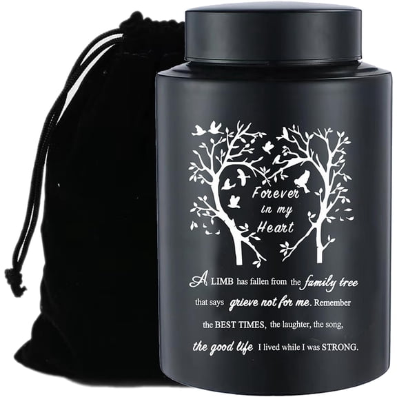 9 Inches Large Urn for Human Ashes Stainless Black Cremation Adult Keepsake Memorial Container Up to 220Ibs