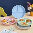 thumbnail image 1 of 9 Inches Plastic Round Gridded Dinner Plate Set, 1 Piece Reusable Divided Round Plates, Unbreakable Portion Control Plate, Microwave and Dishwasher Safe, BU1, 1 of 6
