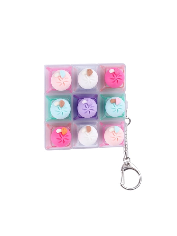 9Key Cute Dumpling Keyboard Fidget Toy Keychain, Clicky Finger Clicker Stress Relief Sensory Toy, Calm Anxiety Boost Focus for Work Travel, Portable Pocket Fidget Gift for Adults