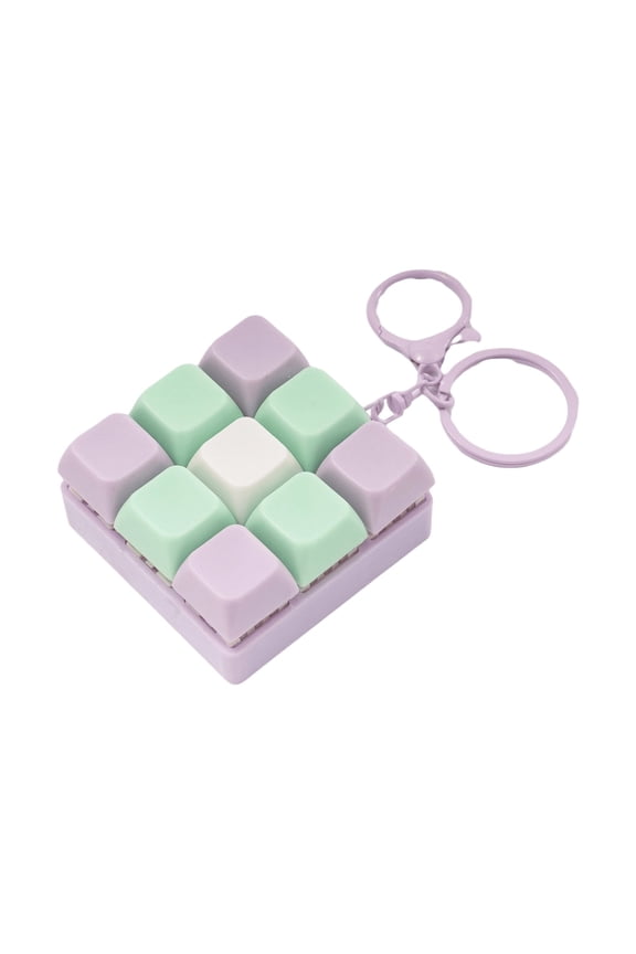 9-Key Keychain Fidget Accessory, Quiet Clicking Stress Relief Gadget with Detachable Keycaps, Portable Relaxation Tool, ABS Material