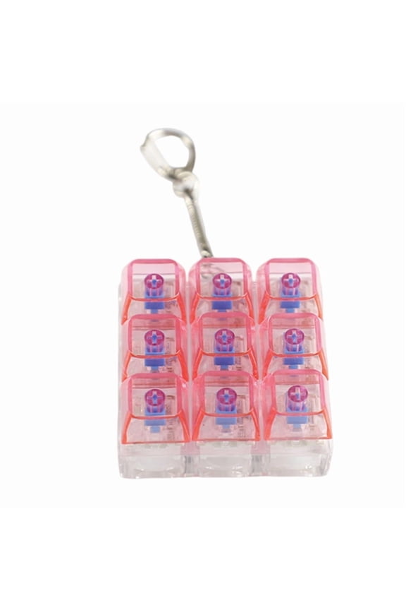 Transparent 9 Key Mechanical Keychain Stress Relief Keycaps Toy With LED Lights For Office Home Decoration