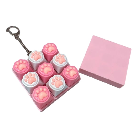9-Key Mechanical Keyboards Switches Tester 9 Clicky Keys With Silicone Keychain For Stress Relief And Office Decoration