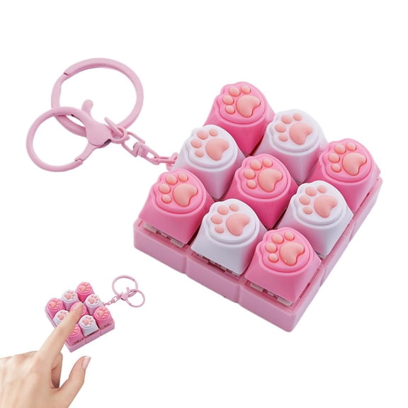 9 Keys Keyboard Keychain Toy, Quiet Clicking Stress Relief Keyboards Toys, Keychain Sensory Fun, for Office, School, Travel, Anxiety Keyboard Keychains Gift