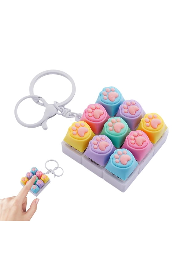 9 Keys Keyboard Keychain Toy, Quiet Clicking Stress Relief Keyboards Toys, Keychain Sensory Fun, for Office, School, Travel, Anxiety Keyboard Keychains Gift