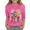 thumbnail image 1 of 9 Kid Girl Boy Tops Shirts Cute Cat Print Top for Girls - 3/4 Sleeve T Shirts, Kittens Love Crewneck Blouse, 1 of 5