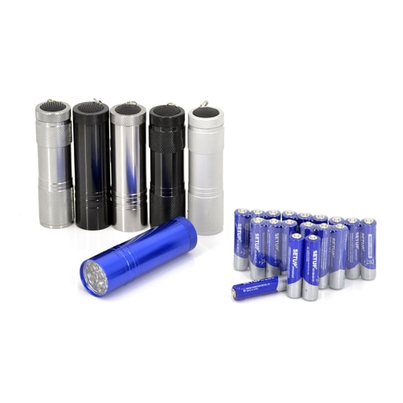 9 LED Flashlight Set | 6 Pack with Lanyard Batteries Included Ideal for Outdoors and Safety