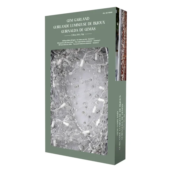9 LED Gem Garland, Warm White