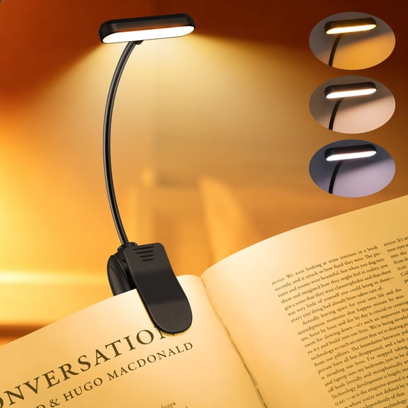 Victsing Rechargeable Book Light,Portable Clip on LED Reading Light for Reading in Bed with Eye Caring 3 Color Temperatures,5 Brightness Levels,Lightweight for Book Lovers