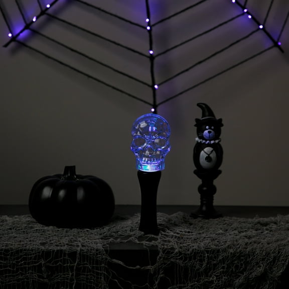 Northlight LED Lighted Multi-Function Halloween Skull Light - 9" - Multicolor Lights