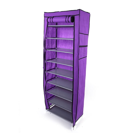 9 Lattices Shoe Rack Organizer, Fashionable Room-Saving Shelf Shoe Rack for Door, PKWQ195VT Non-woven Fabric Shoe Cabinet with doors for Home, (22.83" L x 11.4" W x 63" H)