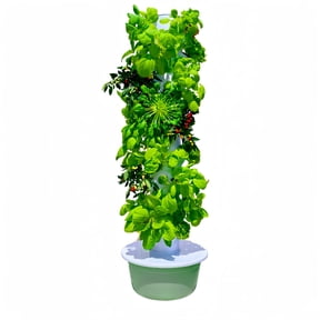 9-Layer Hydroponic Growing Tower with 36 Large Pods, Automatic Watering System with Timer, Indoor & Outdoor Vertical Garden Kit