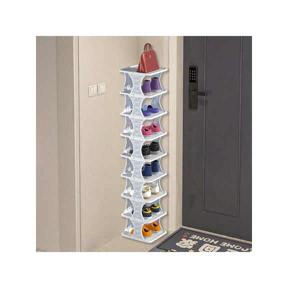 9-Layer Vertical Shoe Rack - Space-Saving Stackable Plastic Shoe Storage for Entryway & Closet
