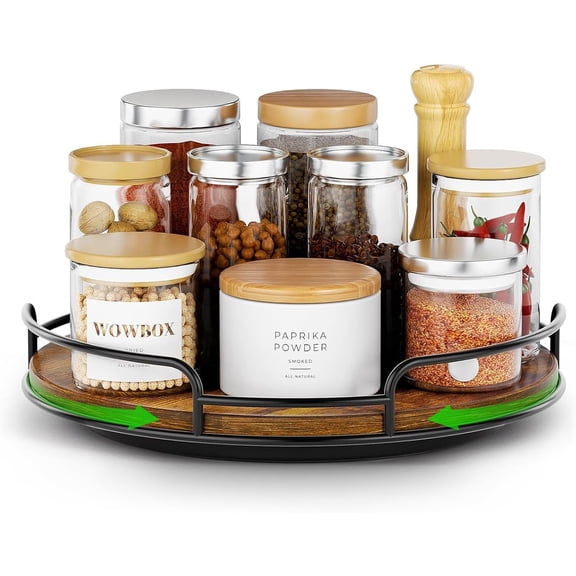 9" Lazy Susan Organizer for Table Top Rotating Spice Rack Organizations Wood Lazy Susan Turntable Organizer for Cabinet Kitchen Pantry Countertop Bathroom Vanity