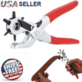 thumbnail image 1 of 9" Leather Hole Punch Heavy Duty Hand Pliers Belt Holes 6 Sized Puncher Tool New, 1 of 4