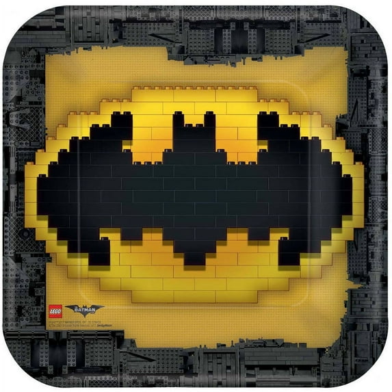 9" Lego Batman Square Paper Party Plate, 8ct