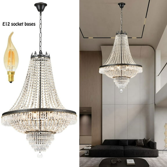 9-Light 110-120V French Empire Country Foyer Chandelier Pendant Lamp Lighting for Bedroom, Living Room