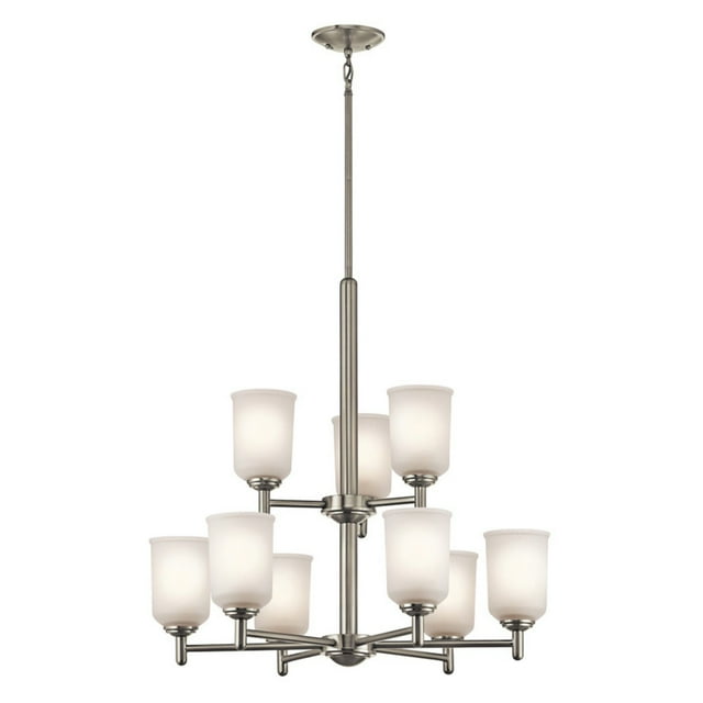 9 Light 2Tier Chandelier 26.25 Inches WideBrushed Nickel Finish