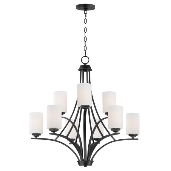 20036SWBK Maxim Lighting Deven - 9 Light 2-Tier Chandelier In Modern Style-32 Inches Tall and 32 Inches Wide-Black Finish -Traditional Installation