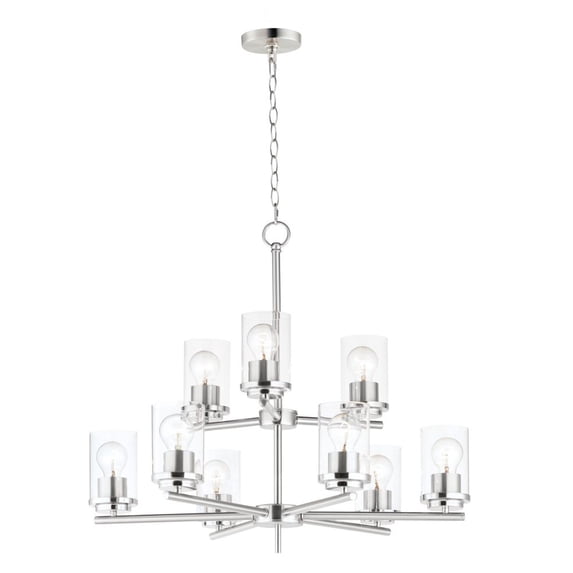 10206CLSN Maxim Lighting Corona - 9 Light 2-Tier Chandelier-Satin Nickel Finish -Traditional Installation