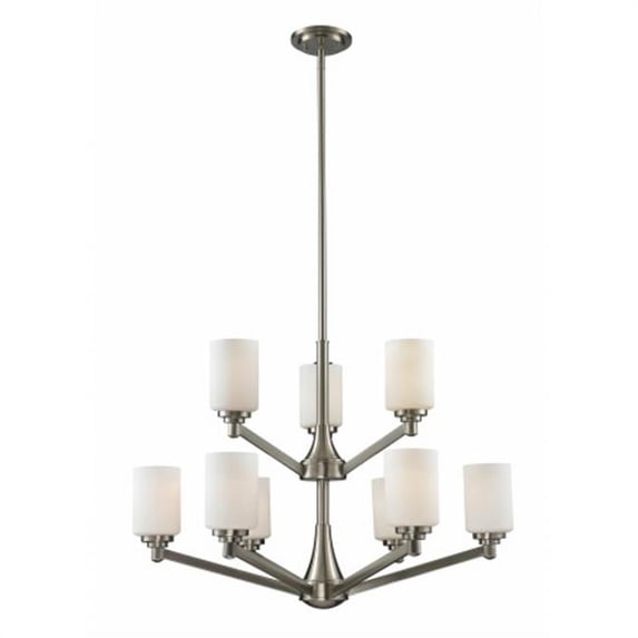 9 Light Chandelier Brushed Nickel Steel Glass